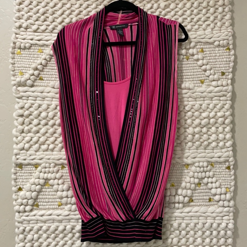 INC - Fuchsia faux cross cross top - Large